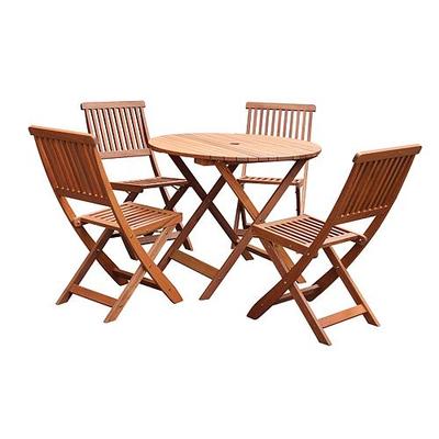 Set LEQ GULDBORG, terasový, drevený, 1x stôl + 4x stolička