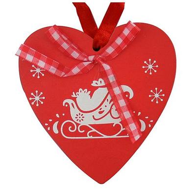 Ozdoba MagicHome Vianoce, Srdce červené, závesná, bal. 5 ks, 10 cm