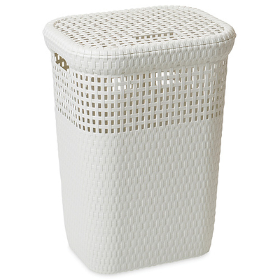 Kôš DEAhome Rattan Linen 60 lit, biely, na bielizeň, prádlo