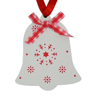 Ozdoba MagicHome Vianoce, Zvonček biely, závesná, 10 cm, bal. 5 ks