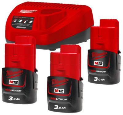 Sada Milwaukee M12 NRG-303, 3xM12 3.0 / C12 C