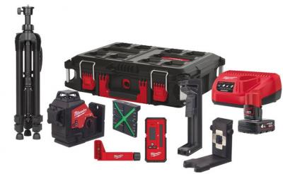 Laser Milwaukee M12 3PLKIT-401P, 3D, 360st, liniovy