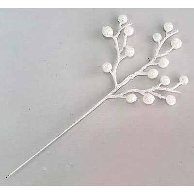 Vetvička MagicHome Vianoce, Gliberries.White, biela, 25 cm