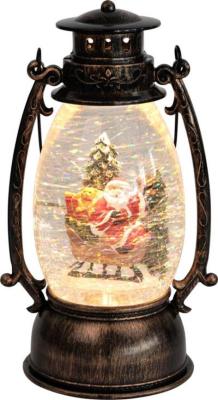 2.TRIEDA Lampáš MagicHome Vianoce Retro, LED teplá biela, so santom, s trblietkami, čierny, 3xAA, plast, 13x11x24/35 cm