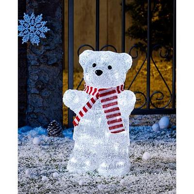 Dekorácia MagicHome Vianoce, Polárny medveď biely, 40 LED studená biela, akryl, 230 V, 50 Hz, IP44, exteriér, 20x17x32 cm