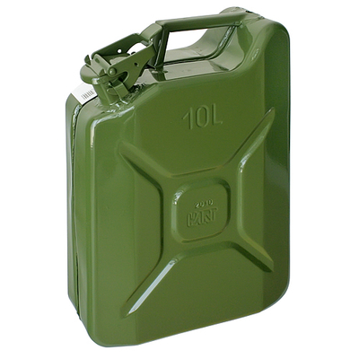 Kanister JerryCan 10 lit., kovový, na PHM, GS/TUV, zelený, RAL6003