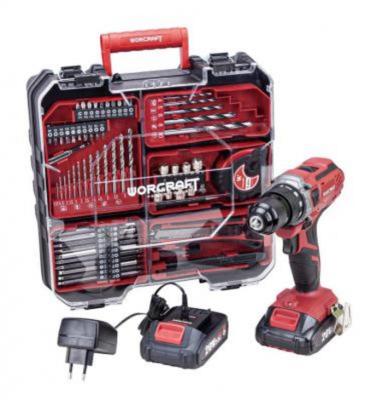 2.TRIEDA Skrutkovač Worcraft CD-S20LiWT ShareSYS, 20V Li-ion, 2x akumulátor 2.0 Ah, nabíjačka, set s príslušenstvom 73ks, v kufríku