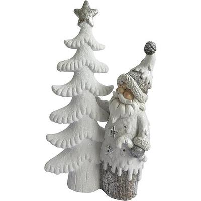Dekorácia MagicHome Vianoce, Stromček so Santom, keramika, LED, 35x18x60 cm