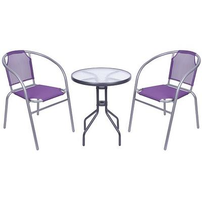 Set balkónový BRENDA, fialový, stôl 72x59 cm, 2x stolička 60x71 cm