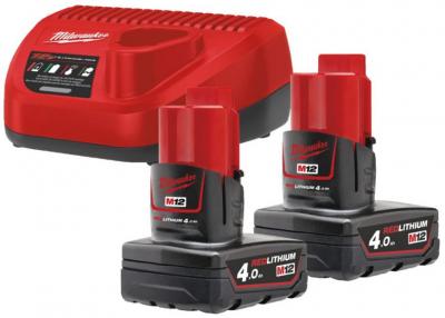 Sada Milwaukee M12 NRG-402, 2xM12 4.0 / C12 C