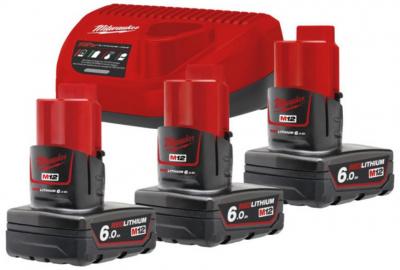 Sada Milwaukee M12 NRG-603, 3xM12 6.0 / C12 C