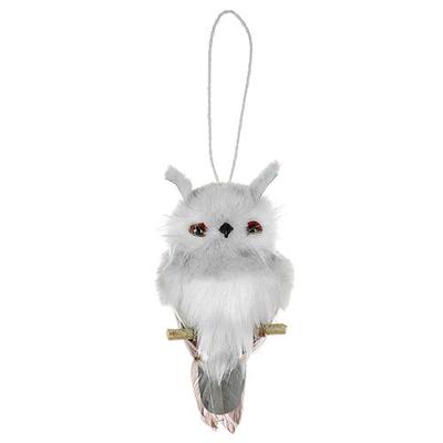 Sova MagicHome Vianoce, sivá, 18 cm, závesná
