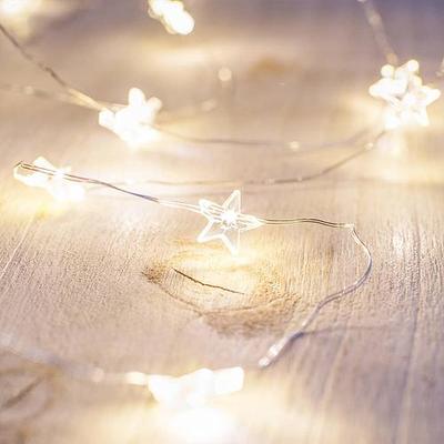 Reťaz MagicHome Vianoce Micro Star, 20 LED teplá biela, jednoduché svietenie, 3xAA, interiér, osvetlenie, L-1,90 m