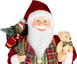 Dekorácia MagicHome Vianoce, Santa, s darčekom a medveďom, červený, 60 cm