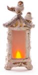 2.TRIEDA Dekorácia MagicHome Vianoce, Vtáci na kozube, 12 LED, 3xAAA, keramika, 21x15x44 cm