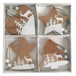Ozdoba MagicHome Vianoce Woodeco, 4 druhy, bal. 8 ks, 7x7 cm