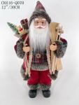 Dekorácia MagicHome Vianoce, Santa, s darčekom, červený, 30 cm