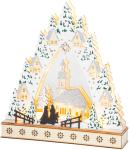 Dekorácia MagicHome Vianoce, Dedinka s kostolom, LED, MDF, 30x7x33,5 cm, 2x AAA