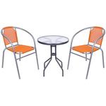 Set balkónový BRENDA, oranžový, stôl biely 72x59 cm, 2x stolička 60x71 cm