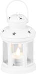 Lampáš MagicHome Vianoce, biely, s LED sviečkou teplá biela, 10x15/20 cm