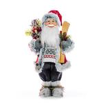 Dekorácia MagicHome Vianoce, Santa s lyžami a drevom, 60 cm
