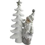 Dekorácia MagicHome Vianoce, Stromček so Santom, keramika, LED, 35x18x60 cm