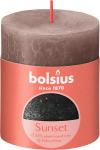 Sviečka Bolsius Rustic, valcová, vianočná, Sunset Creamy Caramel+ Anthracite, 80/68 mm